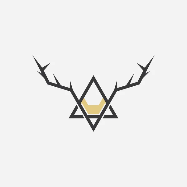 シンプルなコンセプトの鹿のアントラーのロゴデザイン — ストックベクタ