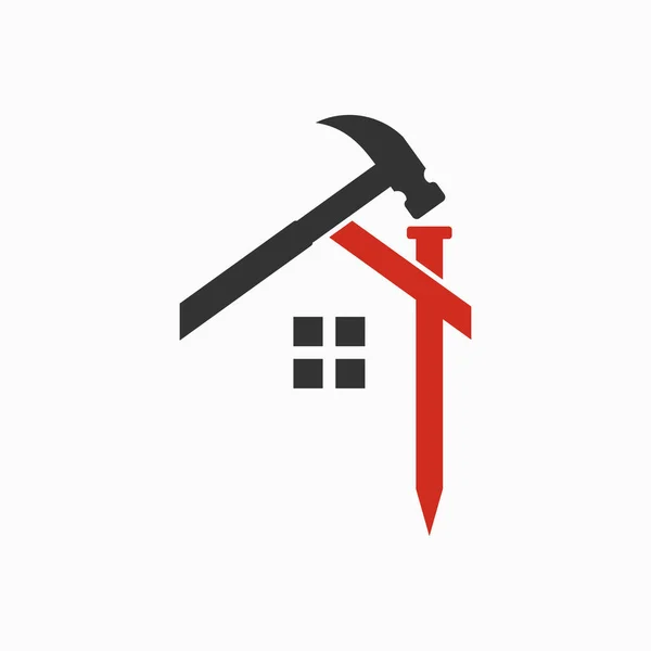 創造的なコンセプトの家の修理のロゴの設計 — ストックベクタ