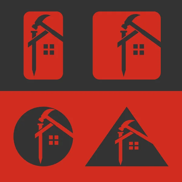 Projeto Logotipo Reparo Casa Com Quatro Elementos — Vetor de Stock