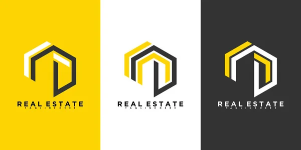 Set Real Estate Logo Design Modern Concept — Stock Vector