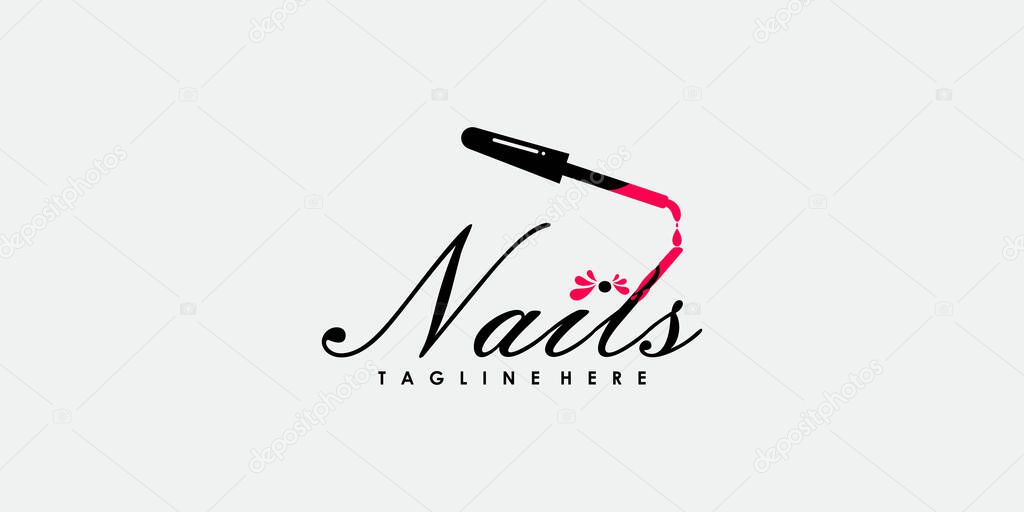 Beauty nails polish logo design with modern concept