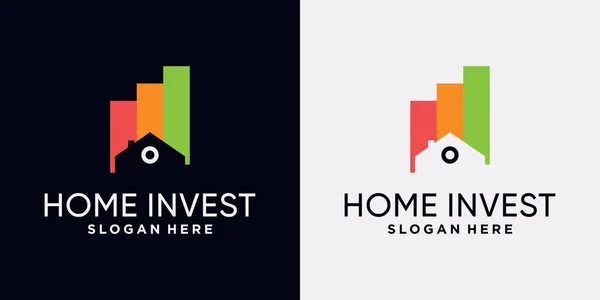 Home Invest Modelo Design Logotipo Com Conceito Criativo — Vetor de Stock