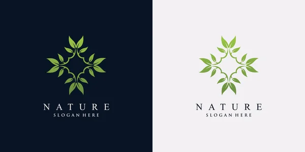 Πράσινο Λογότυπο Της Φύσης Φύλλο Πρότυπο Σχεδιασμού Δημιουργική Μοναδική Έννοια — Διανυσματικό Αρχείο