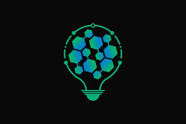 Technologi Logo Deisgn Mit Lampenkonzept — Stockvektor