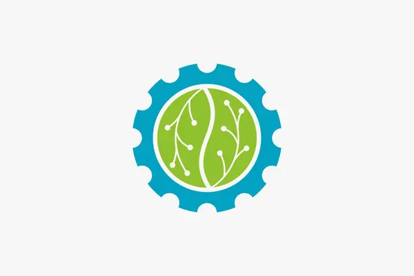 Green Tech Logo Design Mit Technologie Konzept — Stockvektor