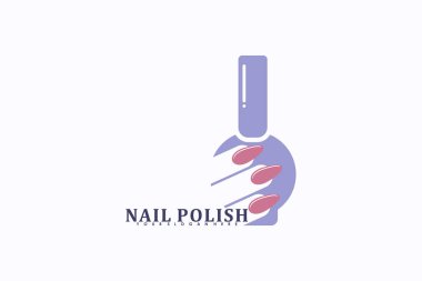 Manikür salonu logo tasarımı vektörü ve yaratıcı oje güzelliği.