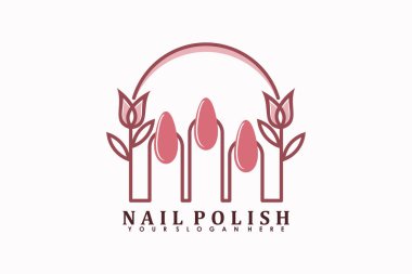 Manikür salonu logo tasarımı vektörü ve yaratıcı oje güzelliği.