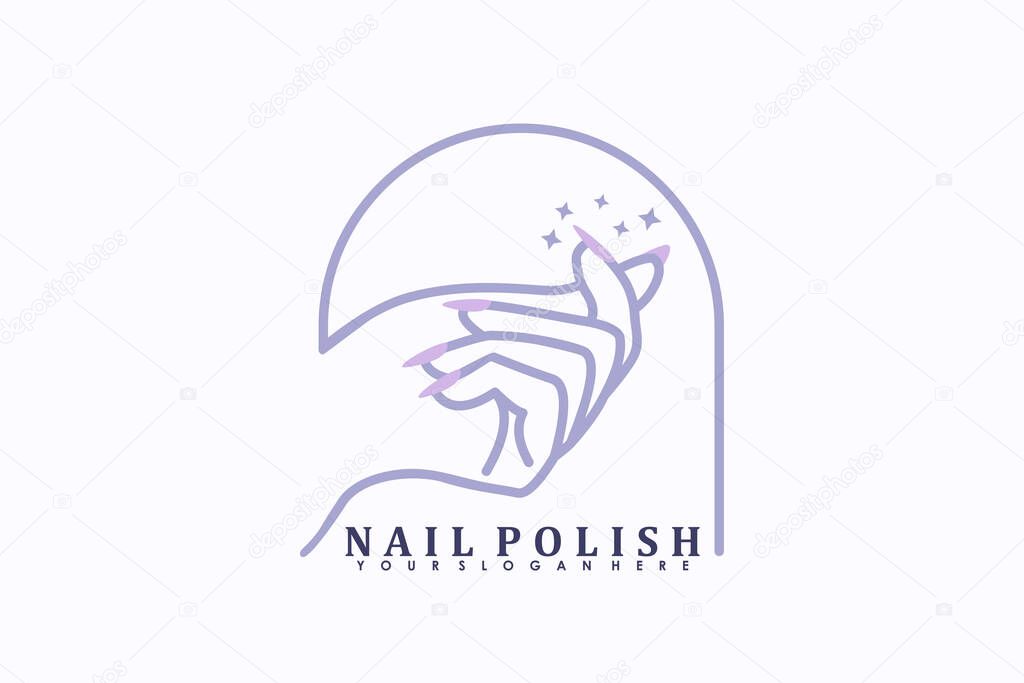 Nail salon logo design vector with creative nail polish beauty