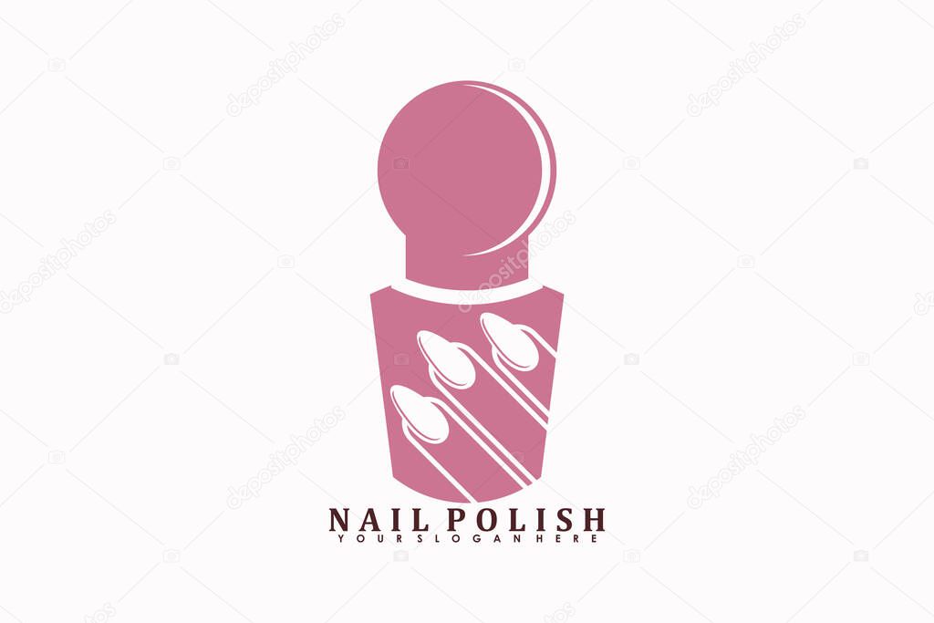Nail salon logo design vector with creative nail polish beauty