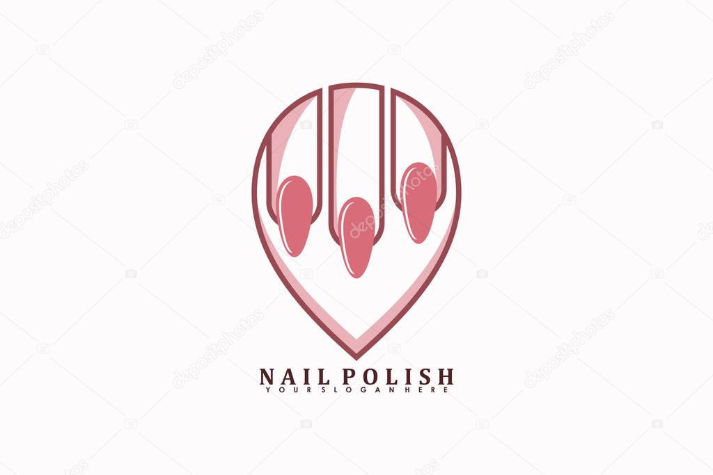 Nail salon logo design vector with creative nail polish beauty