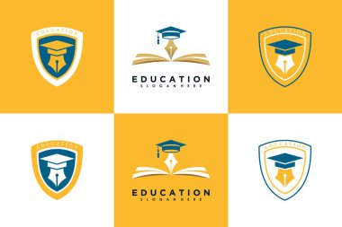 Kalem yaratıcı kavramlı eğitim logosu şablonu