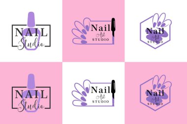 Yaratıcı konsept premium vektörlü tırnak güzellik salonu logosu koleksiyonu