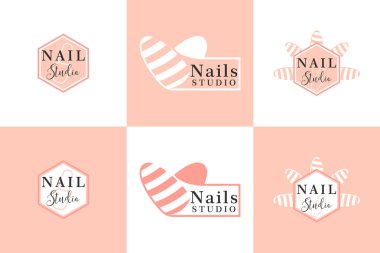 Yaratıcı konsept premium vektörlü tırnak güzellik salonu logosu koleksiyonu