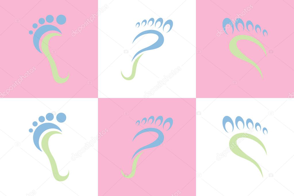 Set of Foot  logo design health illustration woman pedicure salon and clinic premium vector
