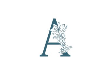 çiçek ve botanik logosu dizaynı harf bir logo kavramı