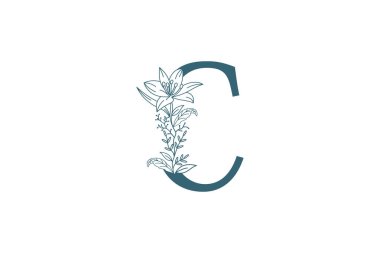 çiçek ve botanik logosu dizaynı C harfi logo konseptiyle