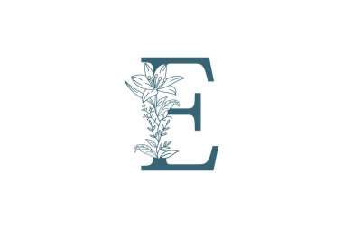 çiçek ve botanik logosu tasarımı e harfli logo kavramı