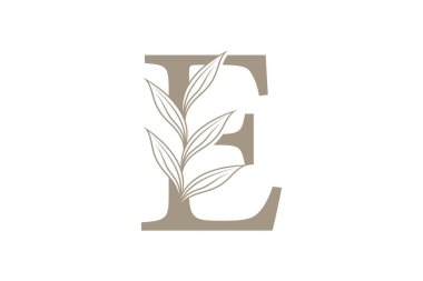 Kombine harf tasarımlı botanik element tasarımı