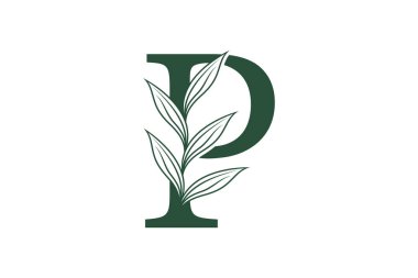 Kombine harf tasarımlı botanik element tasarımı