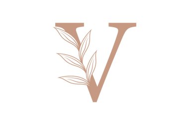 Kombine harf tasarımlı botanik element tasarımı