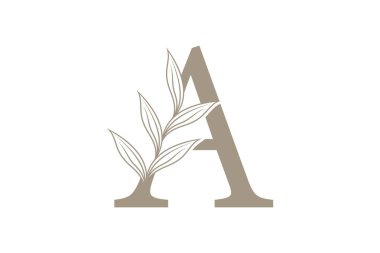 Kombine harf tasarımlı botanik element tasarımı