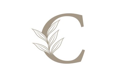 Kombine harf tasarımlı botanik element tasarımı