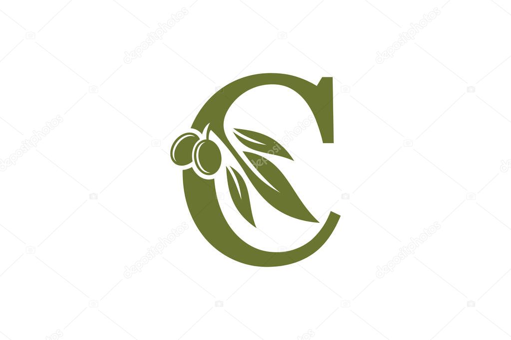 Olive oil design with letter c concept