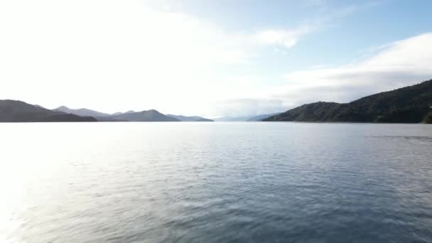 Nízký Průsmyk Marlborough Sounds Novém Zélandu Voda Klidná — Stock video