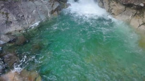 小さな滝がニュージーランドのミルフォード サウンドに向かう途中を撮影した 滝はクリスティフォールズと呼ばれています — ストック動画