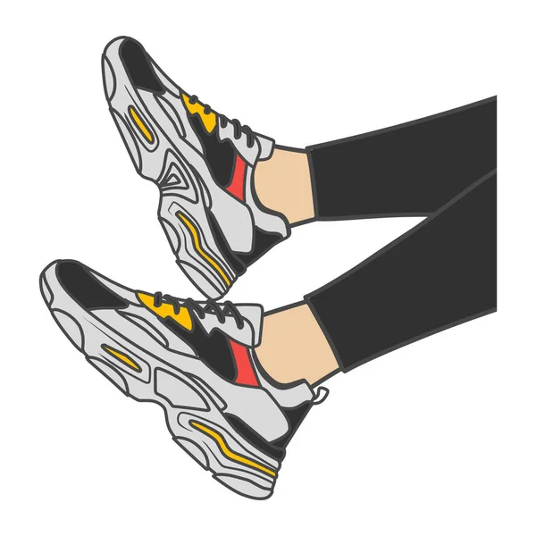 运动鞋是运动鞋系列中一个充满活力的载体 是健身爱好者和追求运动风格和运动功能的运动员的理想选择 — 图库矢量图片