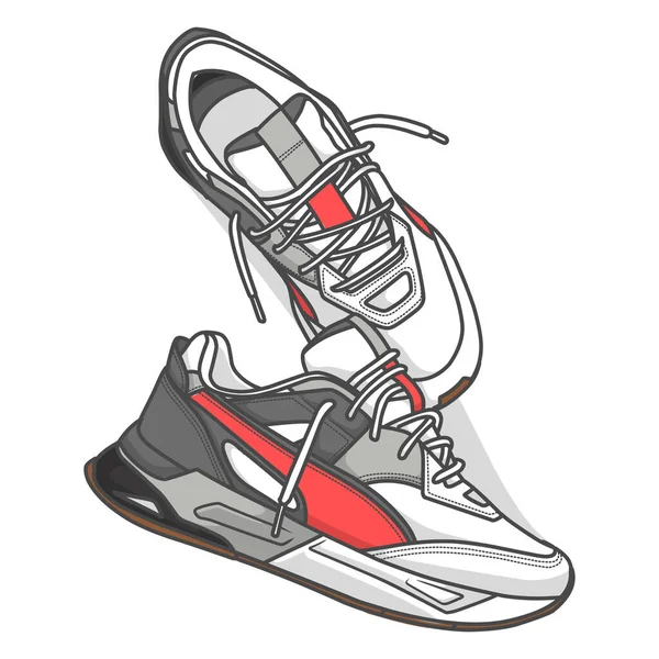Een Energieke Vectorillustratie Met Een Verzameling Sportieve Sneakers Ideaal Voor — Stockvector