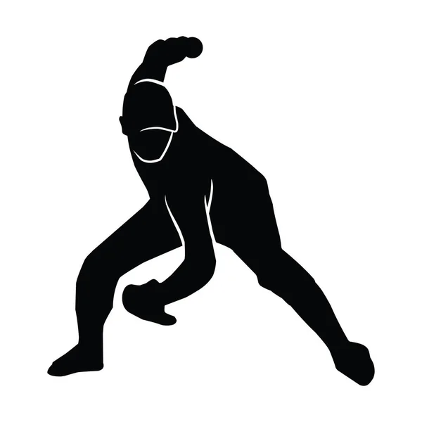 Beyzbol Oyuncusu Siluet Vektörü Softball Siluet Poz Koleksiyonu — Stok Vektör