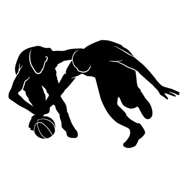 Vektor Uppsättning Basket Spelare Silhuetter Basket Silhuetter — Stock vektor
