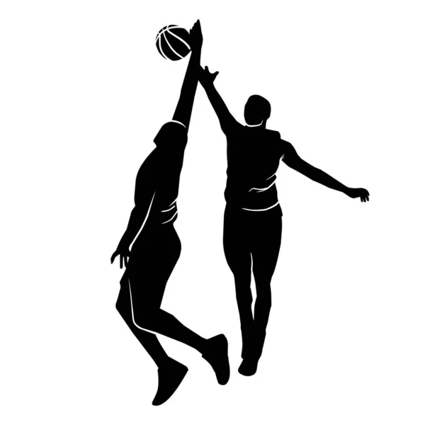 Ensemble Vectoriel Silhouettes Joueurs Basket Silhouettes Basket Ball — Image vectorielle