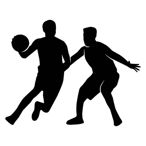Vektor Set Von Basketballspieler Silhouetten Basketball Silhouetten — Stockvektor
