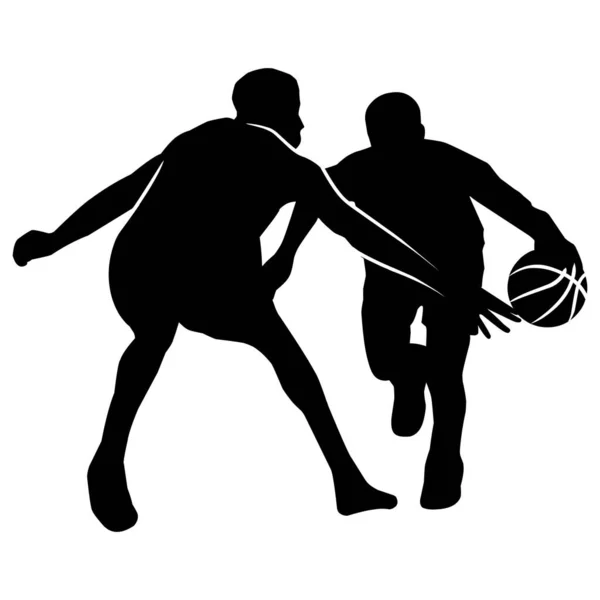 Ensemble Vectoriel Silhouettes Joueurs Basket Silhouettes Basket Ball — Image vectorielle