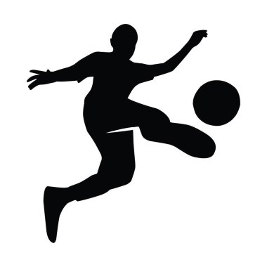 Futbolcuların siyah siluet koleksiyonu. Beyaz arka planda futbolcuların gölgeleri. Spor illüstrasyonları.