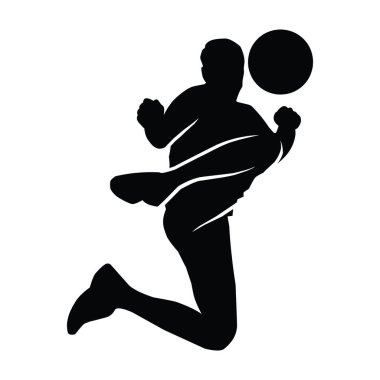 Futbolcuların siyah siluet koleksiyonu. Beyaz arka planda futbolcuların gölgeleri. Spor illüstrasyonları.