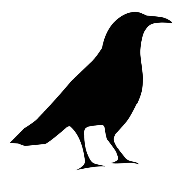 Silhouette Black Raven Vector Black White Illustration — Stock Vector