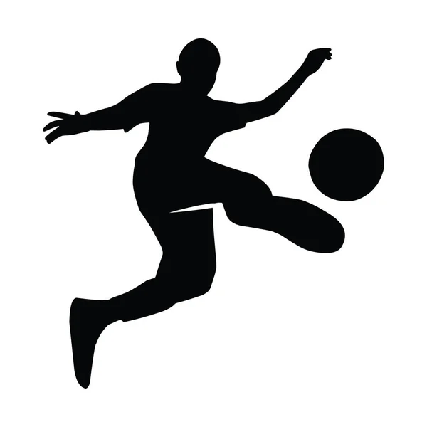 サッカー選手の黒いシルエットのコレクション 白い背景にサッカー選手の影 スポーツイラスト — ストックベクタ