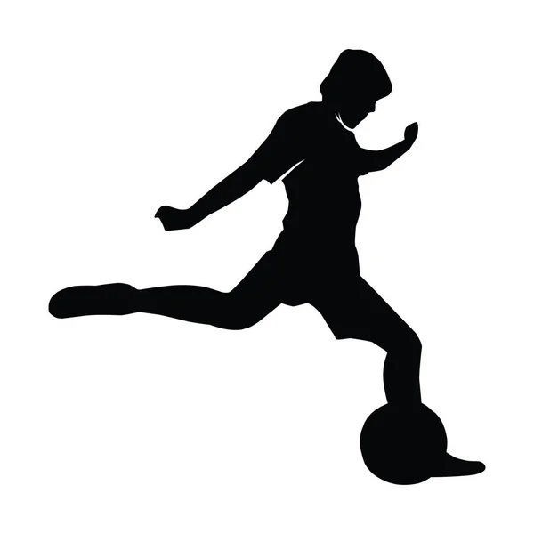 サッカー選手の黒いシルエットのコレクション 白い背景にサッカー選手の影 スポーツイラスト — ストックベクタ