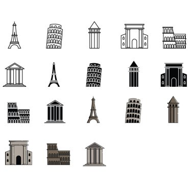 Paris Simge Koleksiyonundaki bu hedef çeşitli simgeler ve simgeler içerir