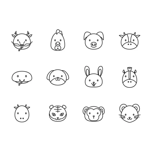 Chińska Ikona Zodiaku Może Być Używana Logo Lub Ilustracji — Wektor stockowy