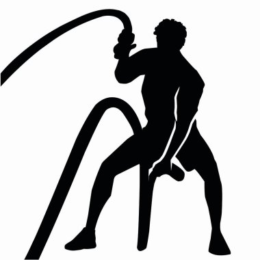 Egzersiz yapan insanların silueti. spor salonu silueti