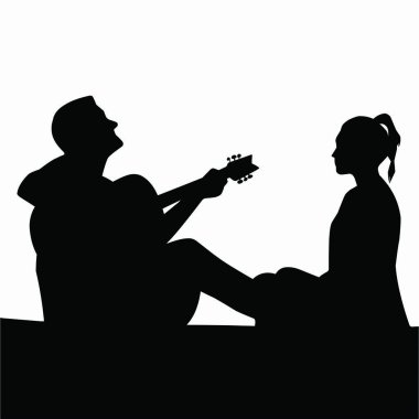 Romantik çift silueti. Düğündeki çift silueti