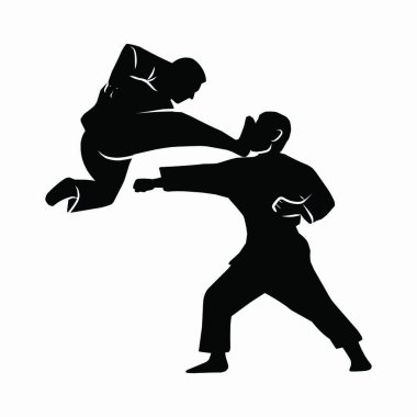 Dövüş sanatları hareketi silueti. vektör resmi