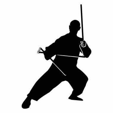 Dövüş sanatları hareketi silueti. vektör resmi
