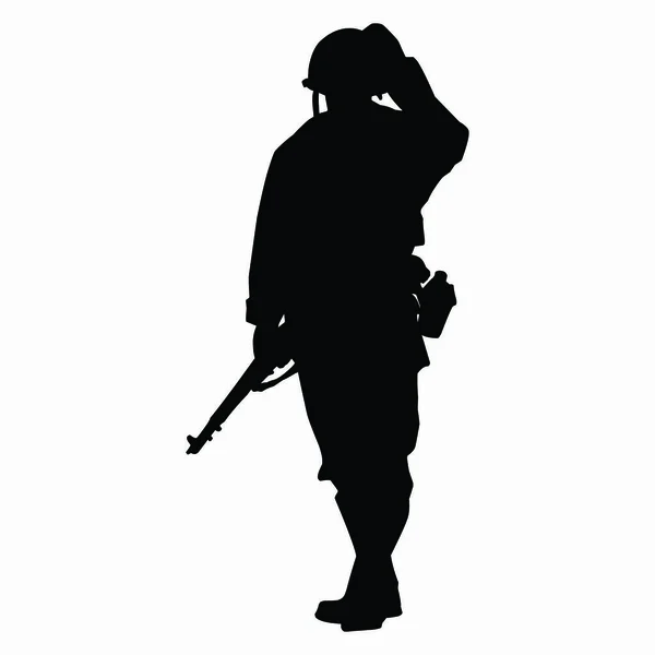 銃を持った兵士のシルエット ベクトル画像 — ストックベクタ