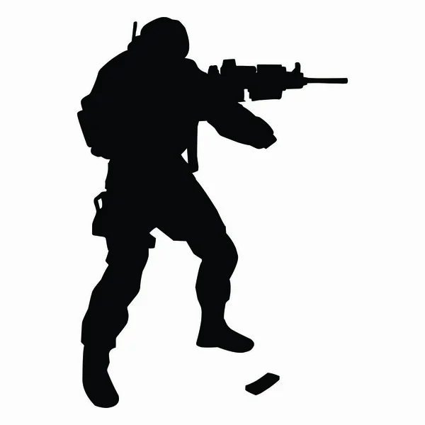 Silueta Soldado Sosteniendo Arma Imagen Vectorial — Vector de stock