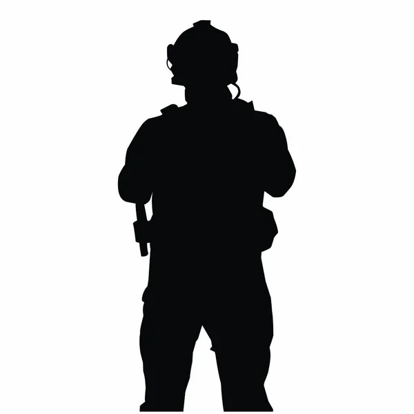 Silhouette Eines Soldaten Mit Einer Waffe Vektorbild — Stockvektor
